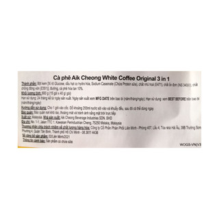 Cà phê sữa Aik Cheong White Coffee Original 600g