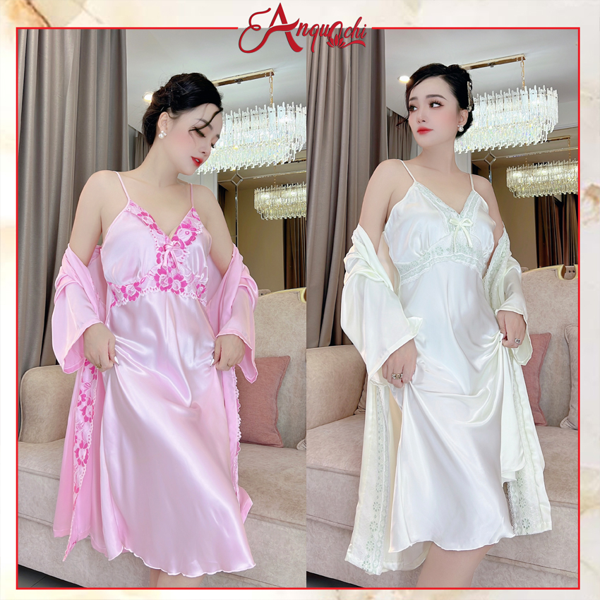 Đồ Ngủ Sexy Nữ Anquachi Dễ Thương 2 Dây Kèm Áo Choàng Ngủ Cao Cấp Cute Gợi Cảm B052