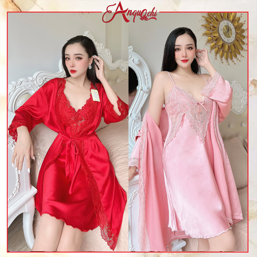Đồ Ngủ Sexy Nữ Anquachi Dễ Thương 2 Dây Kèm Áo Choàng Ngủ Cao Cấp Cute Gợi Cảm B059
