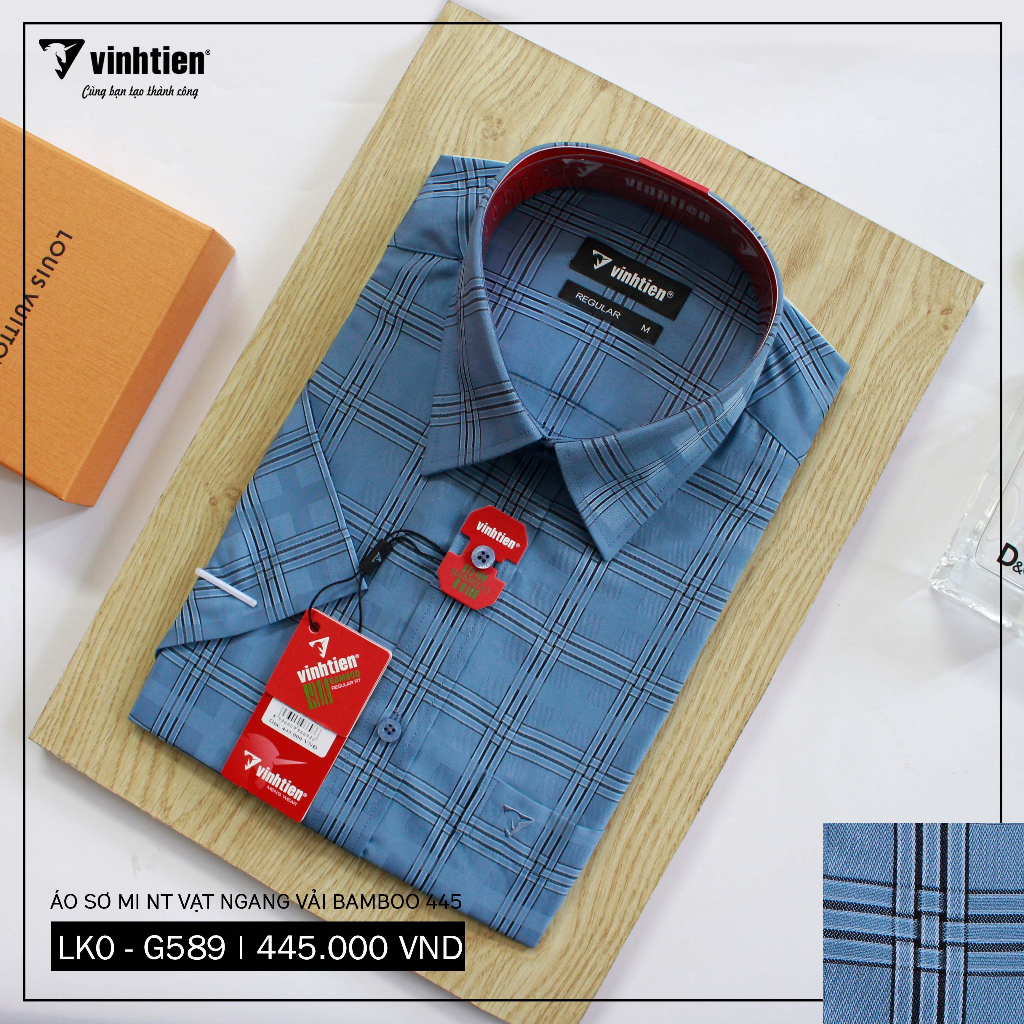 Áo Sơ Mi Ngắn Tay Bigsize Caro Bamboo Regular Fit 445 Vĩnh Tiến - Nhiều Màu