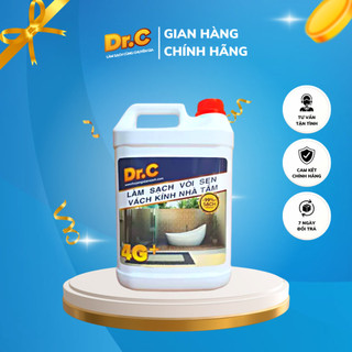 Siêu tẩy cặn canxi nhà tắm, làm sạch vòi inox, đốm nước trên vách kính, bồn sứ, gạch men, Dr.C Chính hãng, Chai 5L