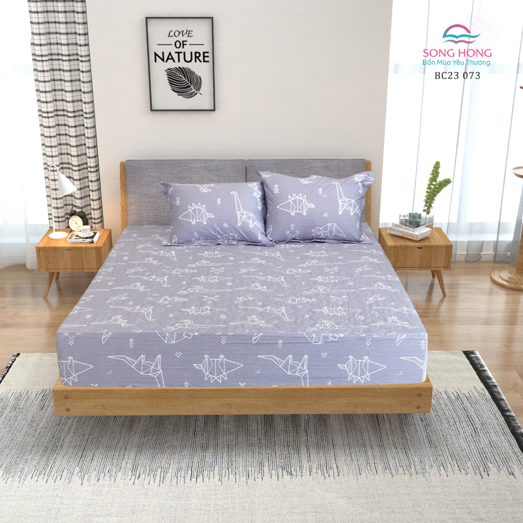 Bộ ga chun  1.8mx2m - Chất cotton - Hàng Sông Hồng chính hãng