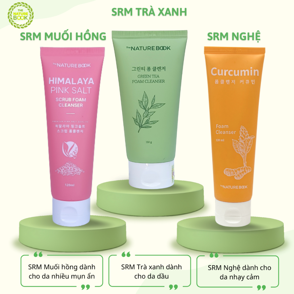 Sữa rửa mặt muối hồng Himalaya cho mọi loại da dầu, nhạy cảm The Nature Book chính hãng Hàn Quốc 120g