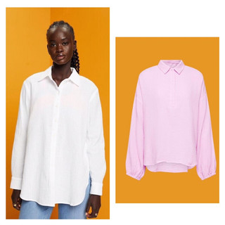 Áo sơ mi vải xô đũi esprit phom rộng 100% cotton size xxs,xs s,m