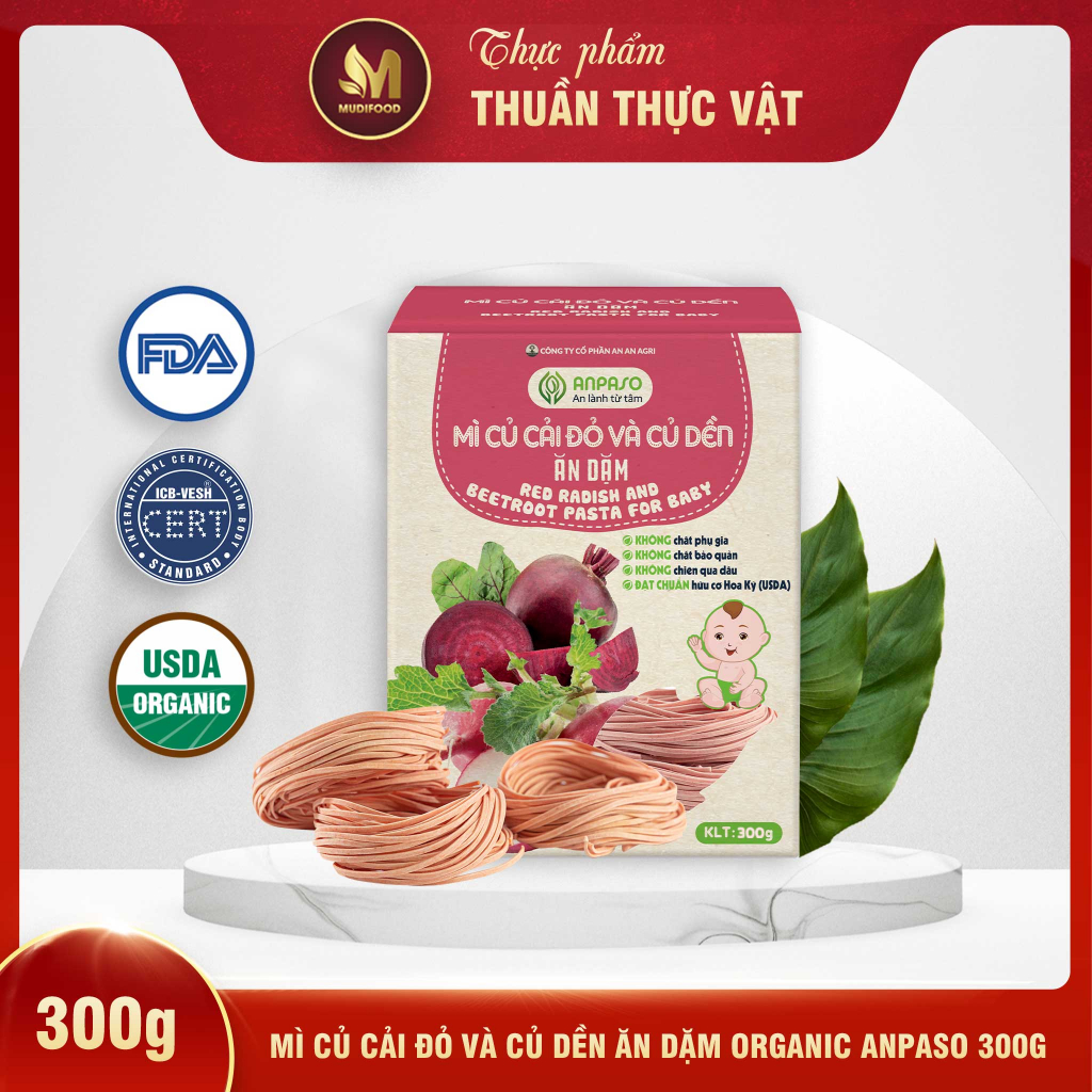Mì Củ Cải Đỏ Và Củ Dền Organic Anpaso 120G Ăn Dặm Cho Bé Từ 6 Tháng Tuổi, Bổ Sung Chất Xơ, Cải Thiện Hệ Tiêu Hóa