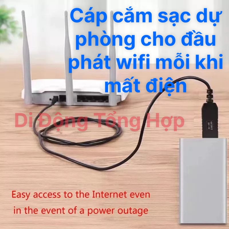 CÁP CHUYỂN ĐỔI ĐIỆN NĂNG 5V LÊN 9V,12V.CẮM SẠC DỰ PHÒNG CHO ĐẦU PHÁT WIFI MỖI KHI MẤT ĐIỆN