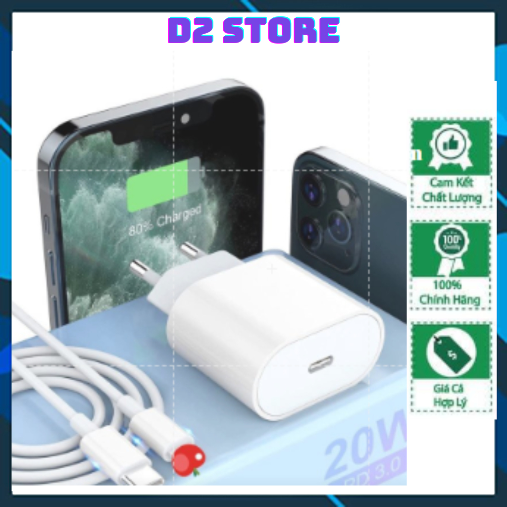 Bộ Sạc,Củ Sạc Nhanh 20W TPVN Chân Tròn Chống Giật Cho 7P;8G-14 Promax -D2 Store