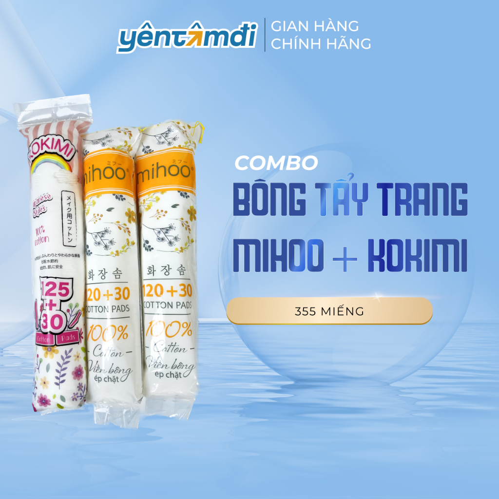 COMBO bông tẩy trang Mihoo Kokimi 455 miếng