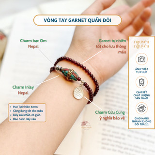 Vòng Tay Ngọc Hồng Lựu, Garnet mix charm bạc