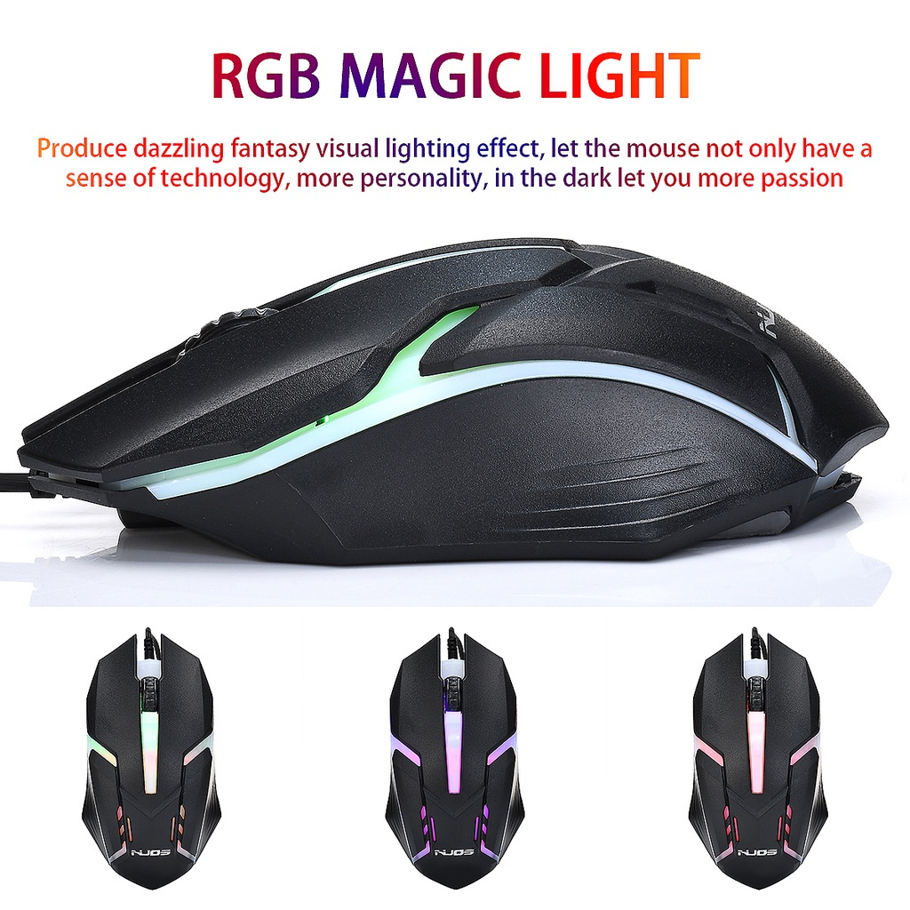 Chuột Gaming White Siêu Bền-Chuột Chơi Game Có Dây 1200 Dpi Kèm Đèn Led Nền