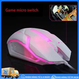 Chuột gaming white siêu bền-chuột chơi game có dây 1200 dpi kèm đèn led nền