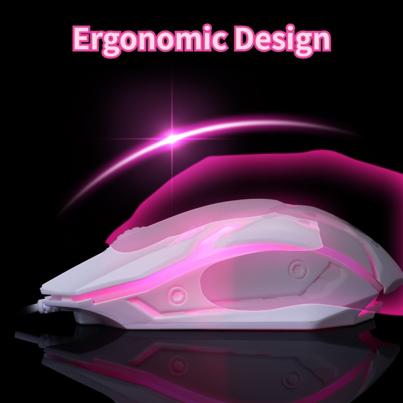 Chuột Gaming White Siêu Bền-Chuột Chơi Game Có Dây 1200 Dpi Kèm Đèn Led Nền