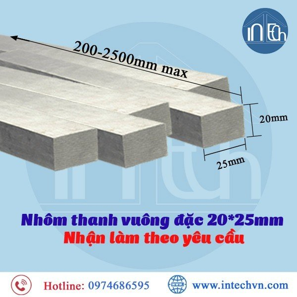 NHÔM THANH VUÔNG ĐẶC 20*25mm