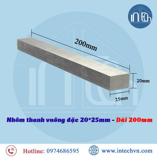 NHÔM THANH VUÔNG ĐẶC 20*25mm