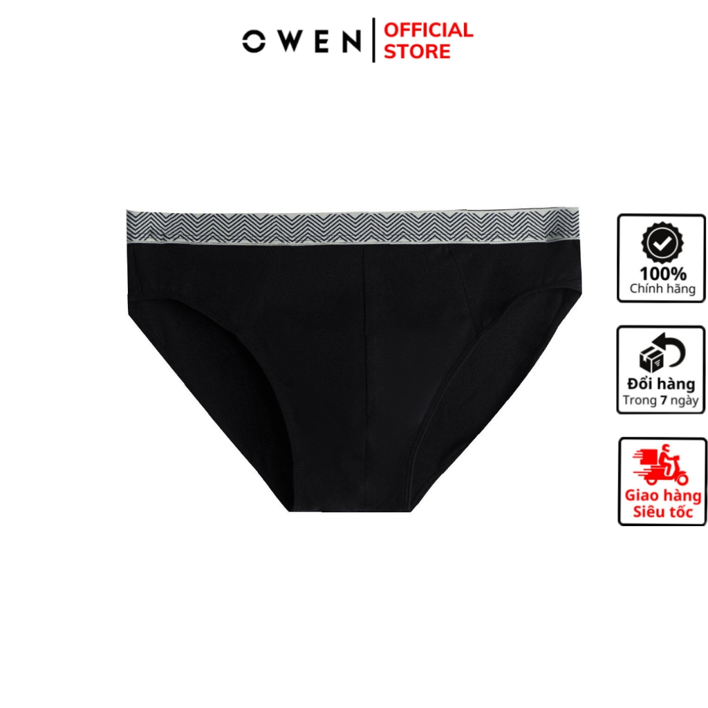Quần lót nam tam giác OWEN QLR232434 kiểu sịp brief slim fit màu đen trơn vải cotton cao cấp mềm mại thoáng mát dễ chịu