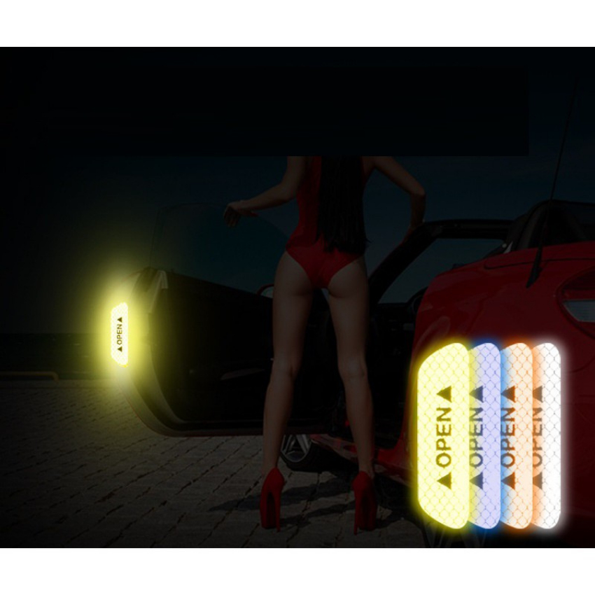 Tấm dán cửa xe ô tô Open THẾ HỆ MỚI 5 MÀU phản quang cánh bảo va chạm, Cảnh Báo Khẩn Cấp