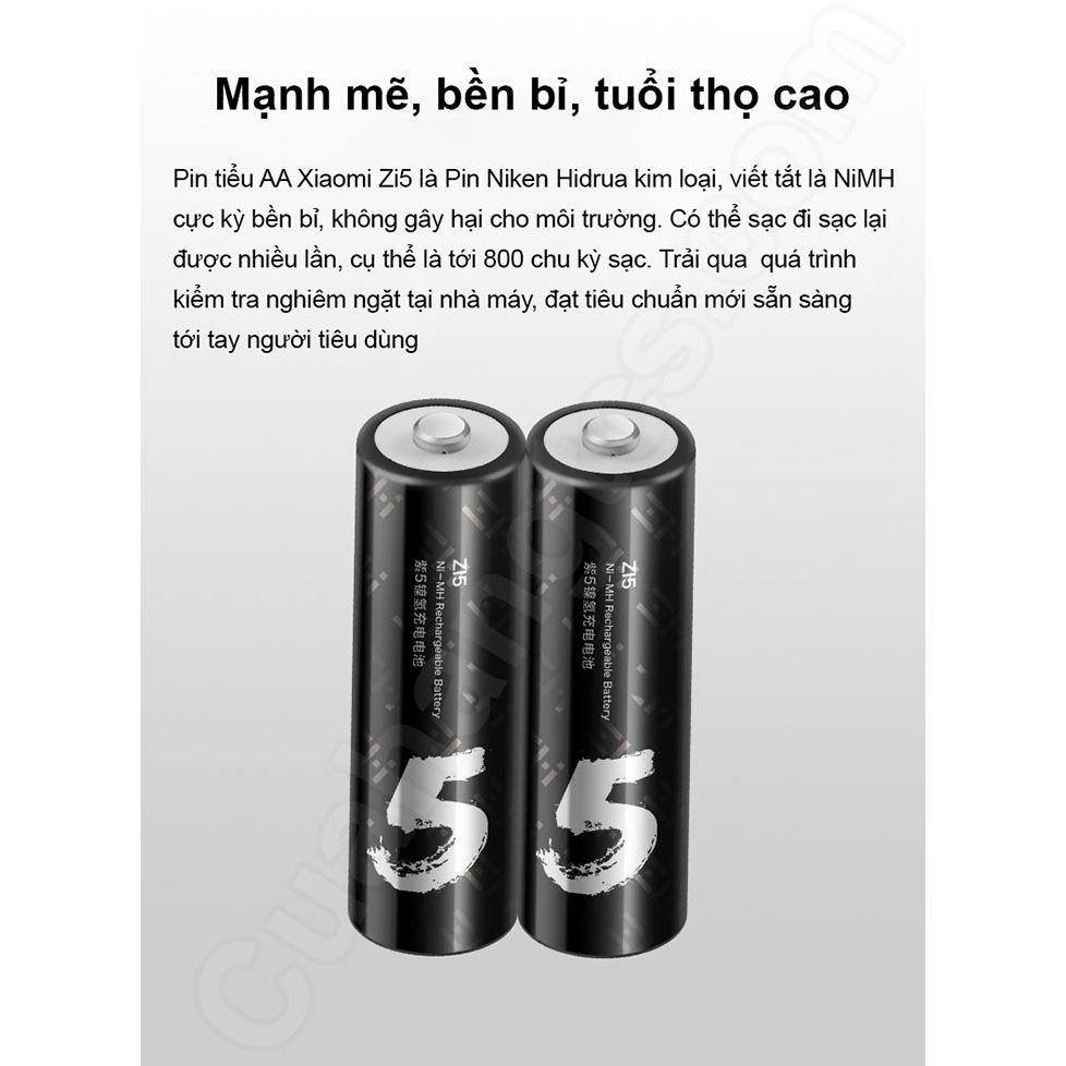 Hộp 4 Pin AA số 5 sạc lại 800 lần Xiaomi ZI5 Ni-MH Rechargeable Battery - Shop Điện Máy Center