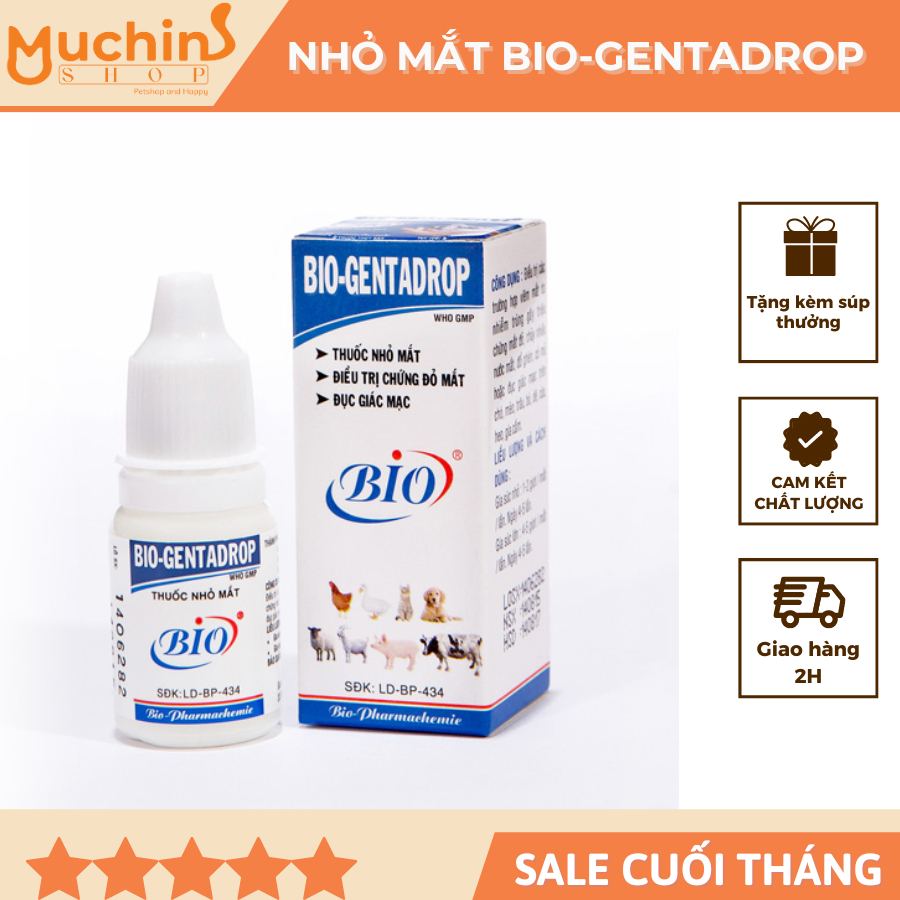 Nhỏ Mắt Chó Mèo Bio Genta Drop Chai 10ml - Trị Đau Mắt Viêm Đỏ Ngứa Vệ Sinh Mắt Thú Cưng | Muchinshop