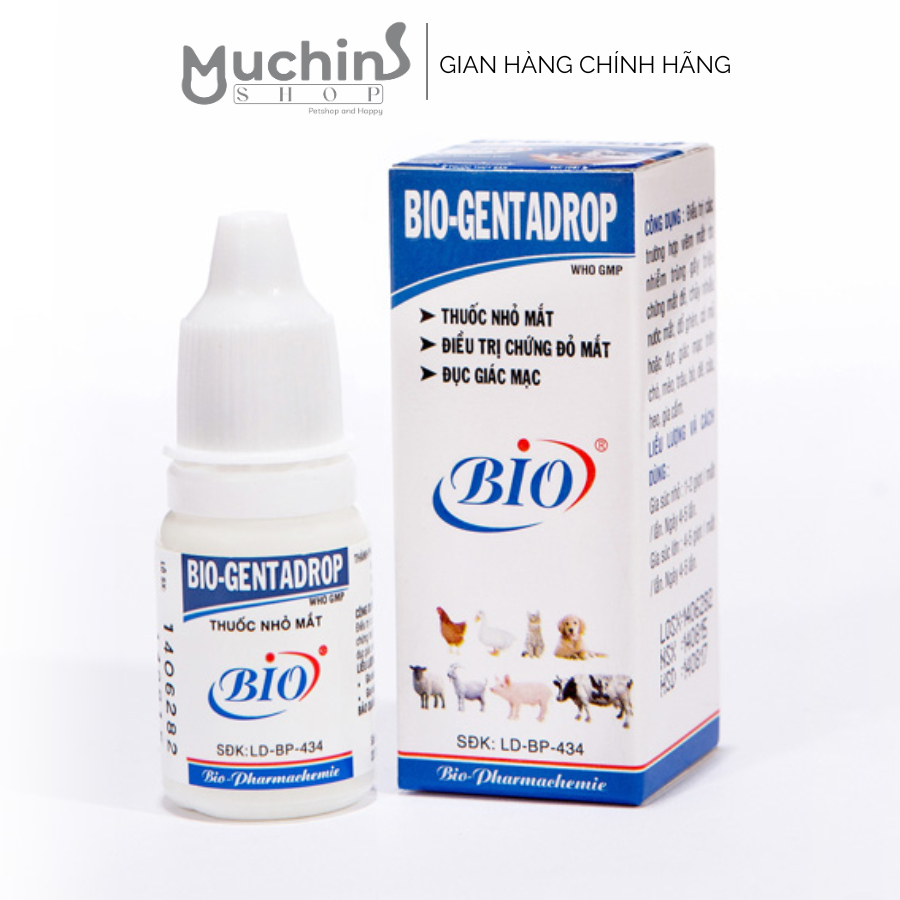 Nhỏ Mắt Chó Mèo Bio Genta Drop Chai 10ml - Trị Đau Mắt Viêm Đỏ Ngứa Vệ Sinh Mắt Thú Cưng | Muchinshop