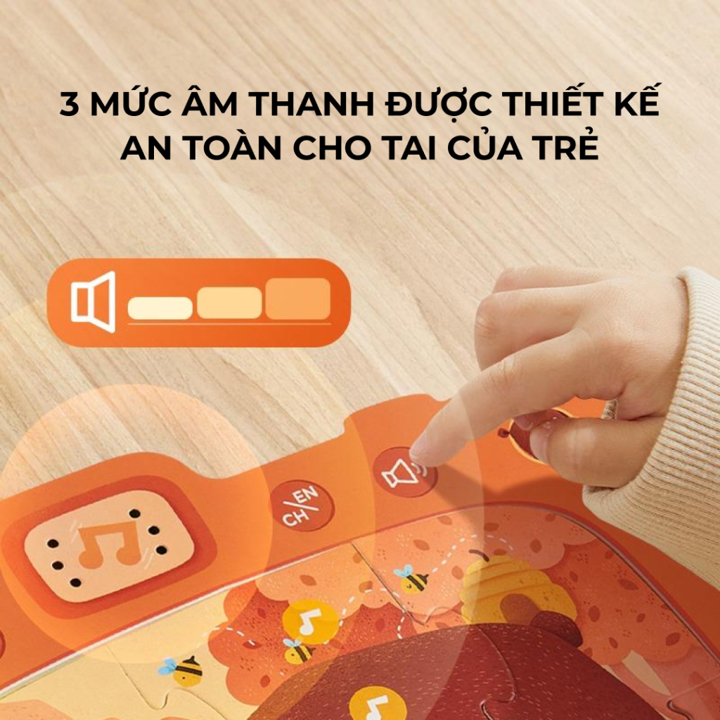 Bộ xếp hình âm thanh cho bé 1 2 3 tuổi Mideer, 5 hình ghép, 4 chủ đề cấp độ từ dễ đến khó, chất liệu cao cấp an toàn