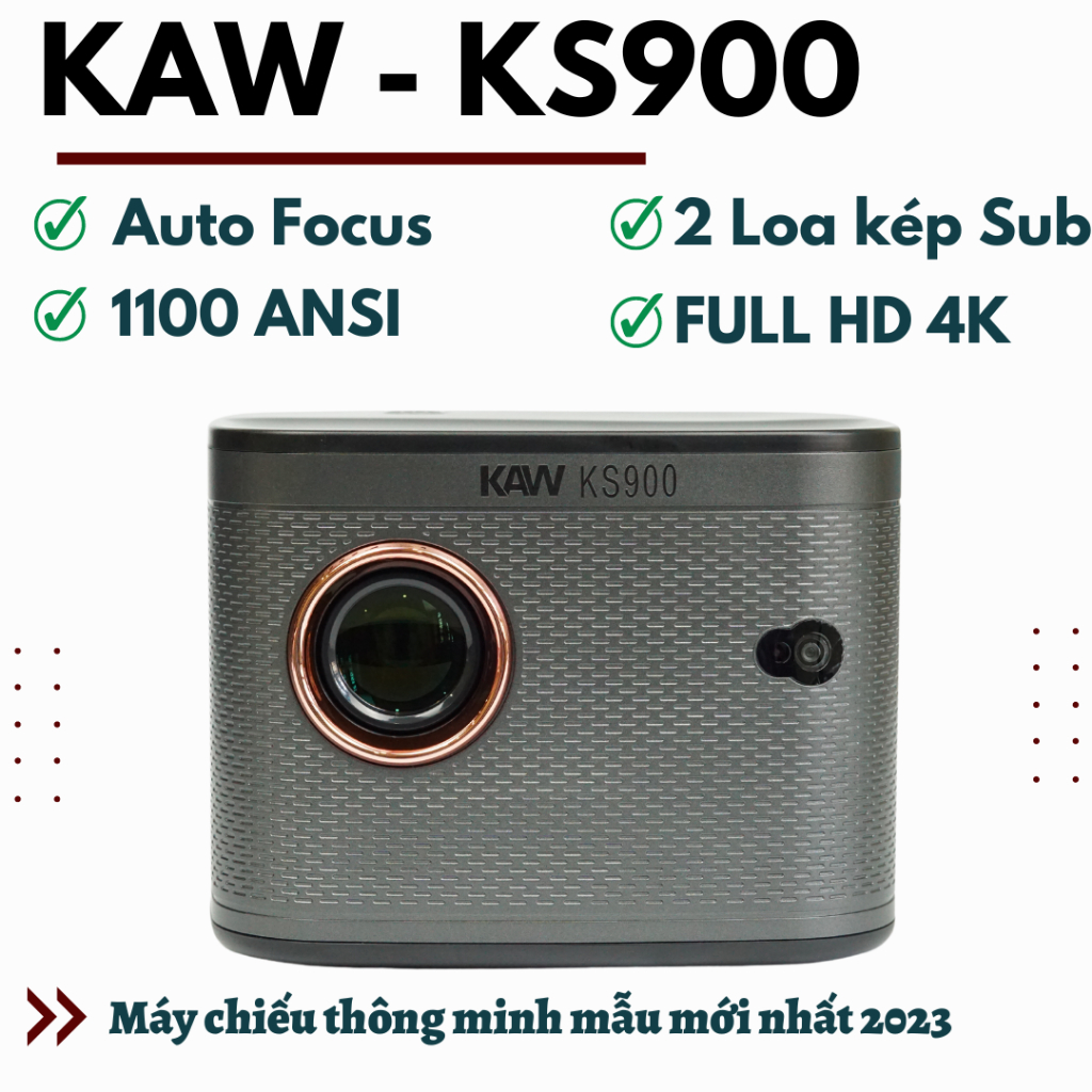 Máy Chiếu 4K KAW KS900 siêu nét với hình ảnh FULL HD - Hàng chính hãng bảo hành 1 đổi 1