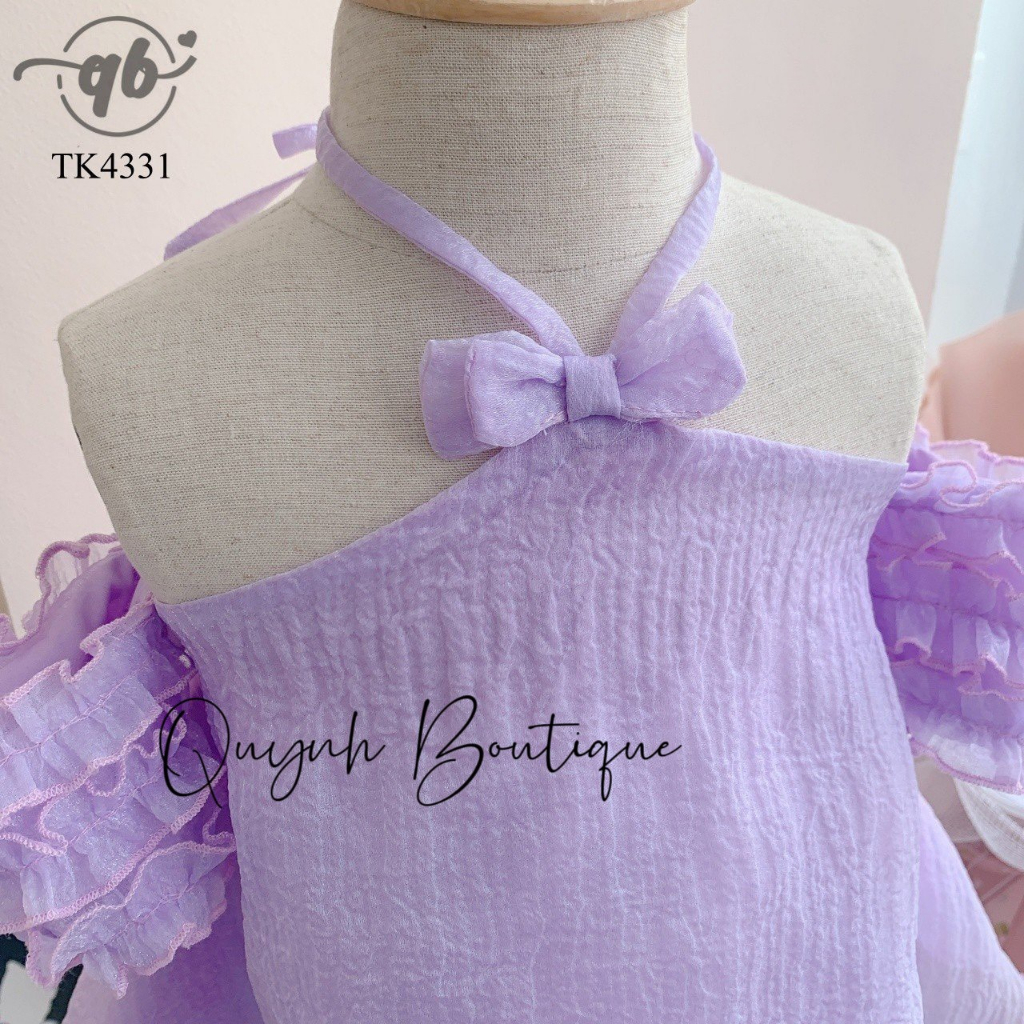 Váy Công Chúa Bé Gái Đầm Công Chúa Váy Cổ Yếm Tay Bèo Hở Vai Quỳnh Boutique