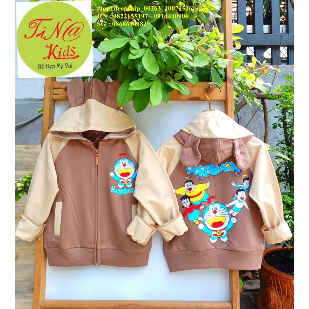 💖Hàng sỉ Sài Gòn💖 Áo khoác bé trai, bé gái chất da doraemon, size 4-16, top1dropship_00263_10071516_sg3