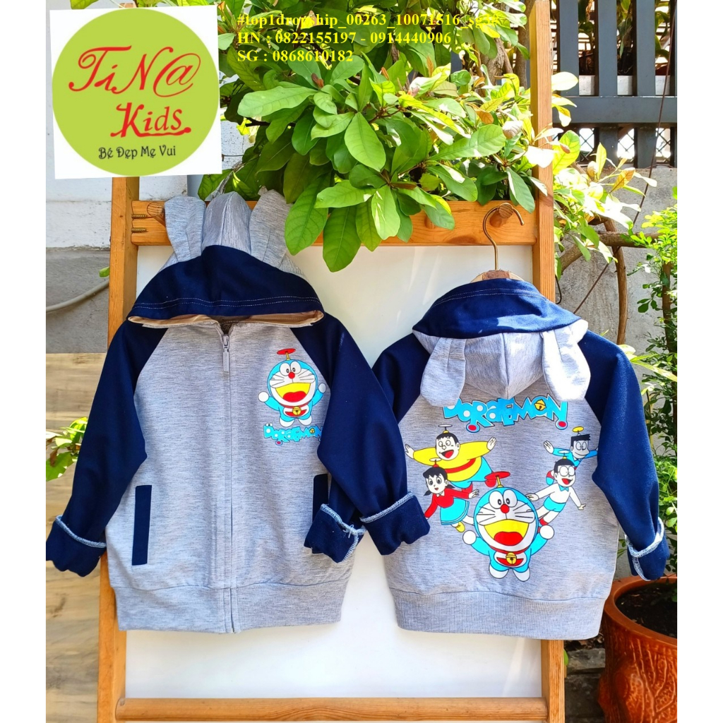 💖Hàng sỉ Sài Gòn💖 Áo khoác bé trai, bé gái chất da doraemon, size 4-16, top1dropship_00263_10071516_sg3