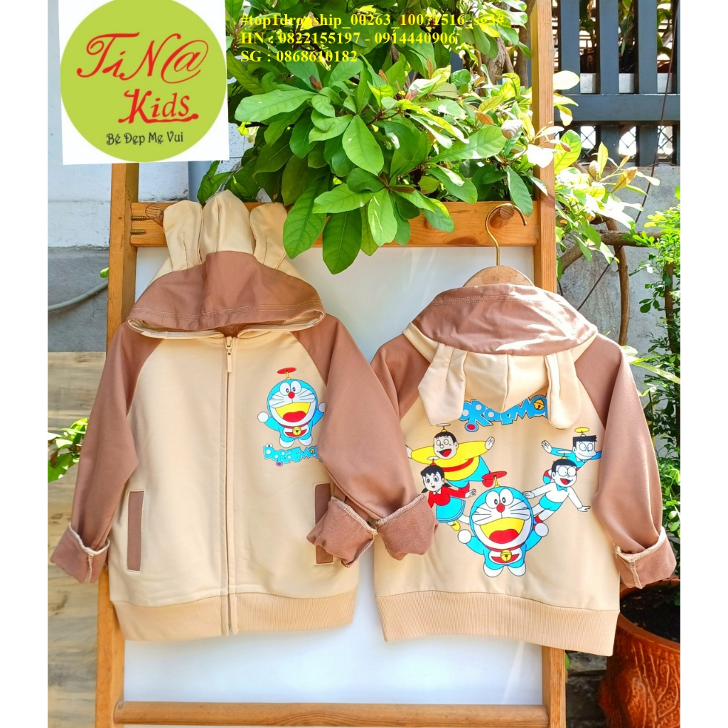 💖Hàng sỉ Sài Gòn💖 Áo khoác bé trai, bé gái chất da doraemon, size 4-16, top1dropship_00263_10071516_sg3