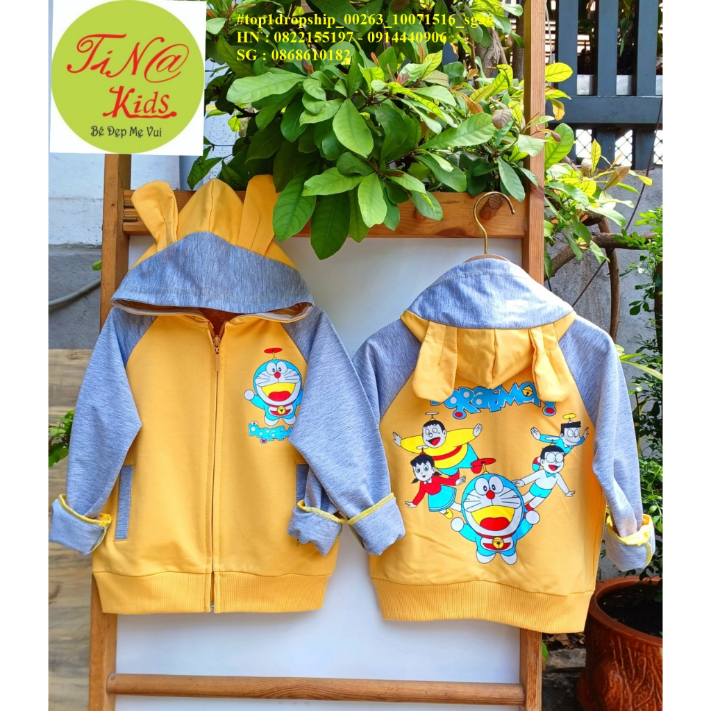 💖Hàng sỉ Sài Gòn💖 Áo khoác bé trai, bé gái chất da doraemon, size 4-16, top1dropship_00263_10071516_sg3