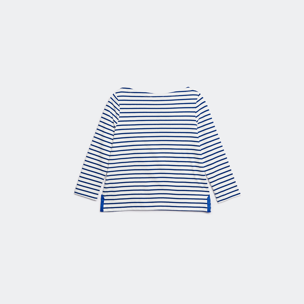 TheBlueTshirt-Áo thun tay dài sọc xanh có thêu con mắt-No.1 Long Sleeve T - Signature Blue Stripe