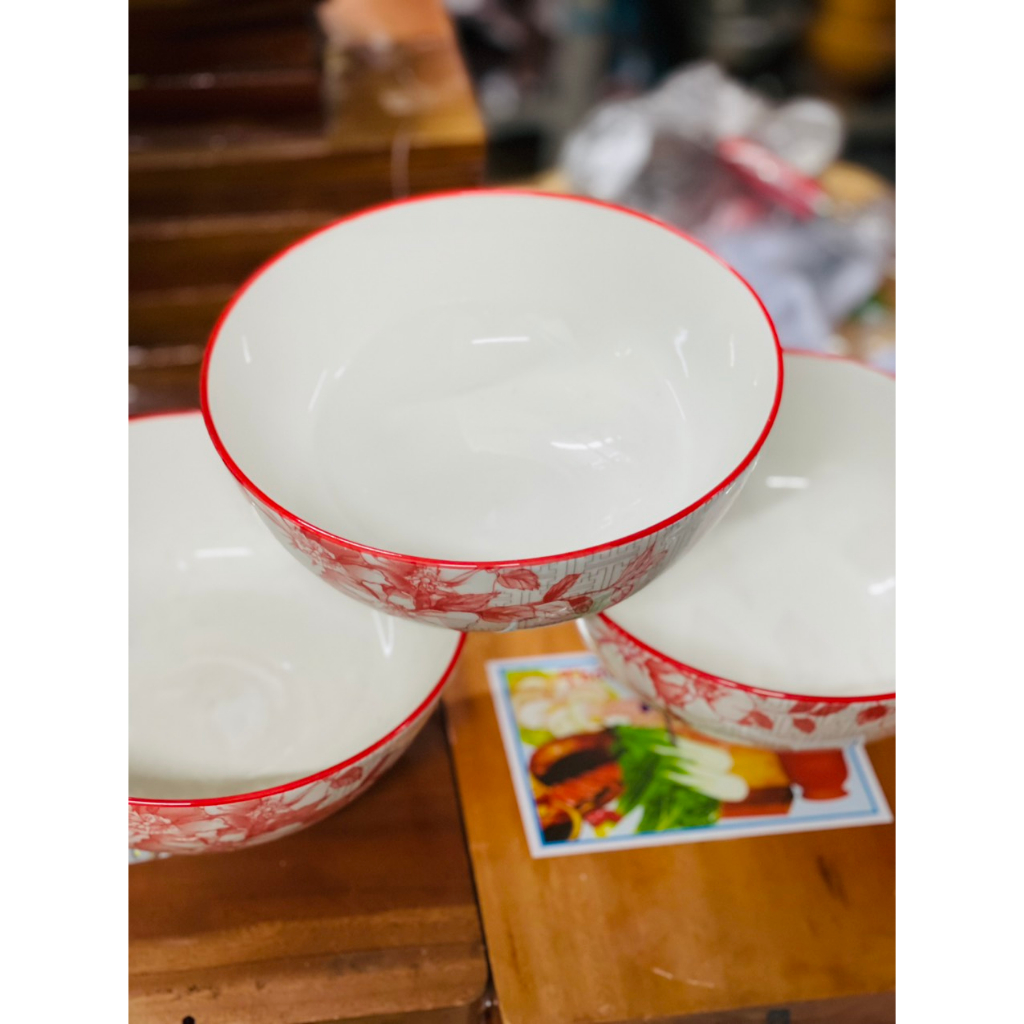 Combo 05 cái Tô canh sứ men vân bông hoa cm - Tô số 8