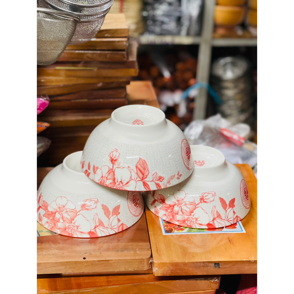 Combo 05 cái Tô canh sứ men vân bông hoa cm - Tô số 8