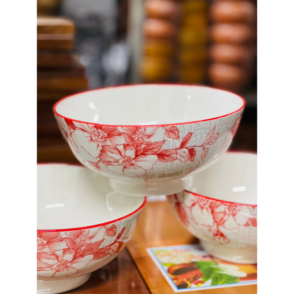 Combo 05 cái Tô canh sứ men vân bông hoa cm - Tô số 8