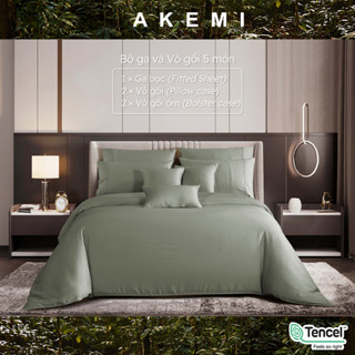 Bộ ga và Vỏ gối Akemi Tencel Modal Earnest Tiga Belas, gồm 5 món (King/Queen)