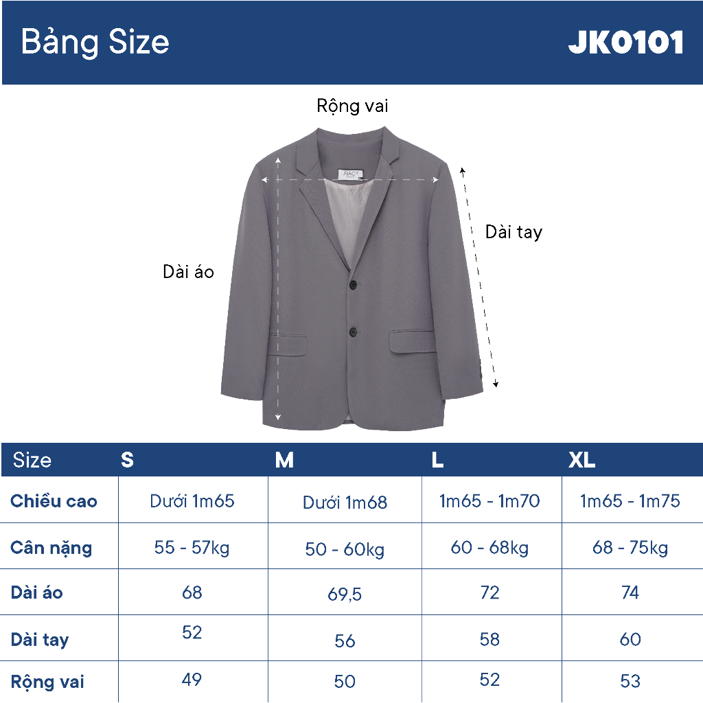 Áo Blazer Nam Giá Xưởng Dài Form Rộng, phong cách Hàn Quốc trẻ trung cá tính - JK0101