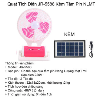 Quạt Tích Điện JR-5588 Kèm Tấm Pin NLMT