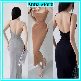 Đầm body nữ kiểu chất gân phối dây hở lưng chất Thun gân len QC 4 chiều (Có Mút) FreeSize feedback M904