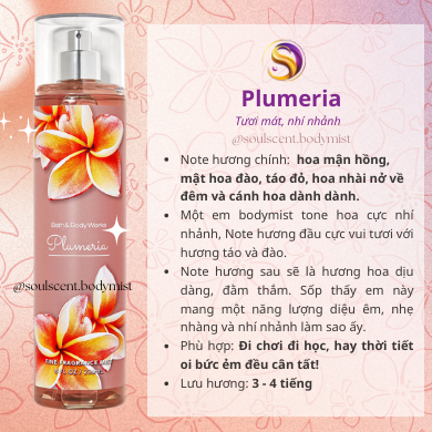 Body mist Plumeria xịt thơm toàn thân Bath & Body Works (AUTH Mỹ) | Soul Scent