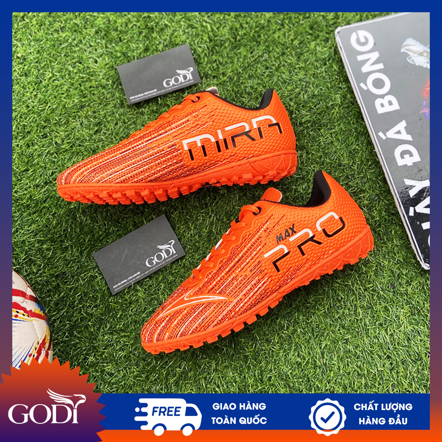 Giày đá bóng trẻ em, nam nữ màu cam chất lượng, bền đẹp, size 33,34,35,36,37 đến 44 - Giày đá banh sân cỏ nhân tạo GODI