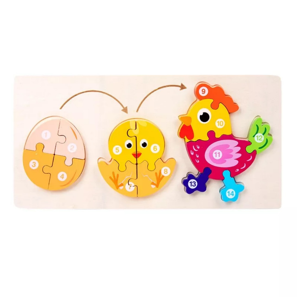 Đồ Chơi Xếp Hình Gỗ, Mô Hình Ghép Vòng Đời Động Vật Cho Bé Khám Phá Thế Giới Xung Quanh - Kodomo