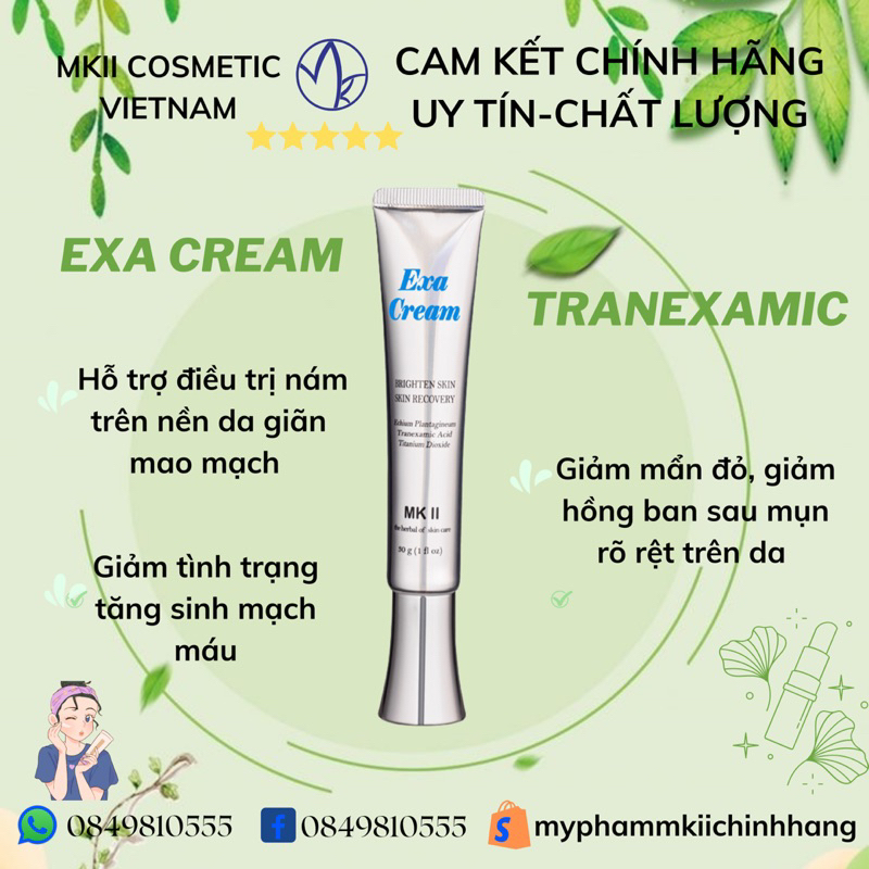 KEM NÁM EEÊXA TRANEXAMIC ACID - KEM NÁM TRÊN NỀN DA GIÃN MAO MẠCH MKII COSMETIC