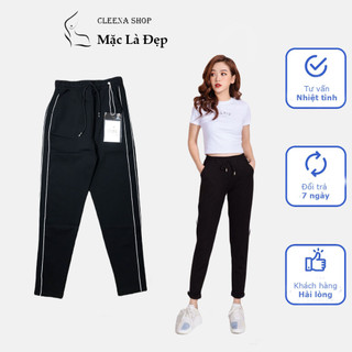 Quần jogger nữ 2 sọc nhí stars cao cấp, quần jogger thể thao nữ dây rút màu đen chất Mỳ Hàn