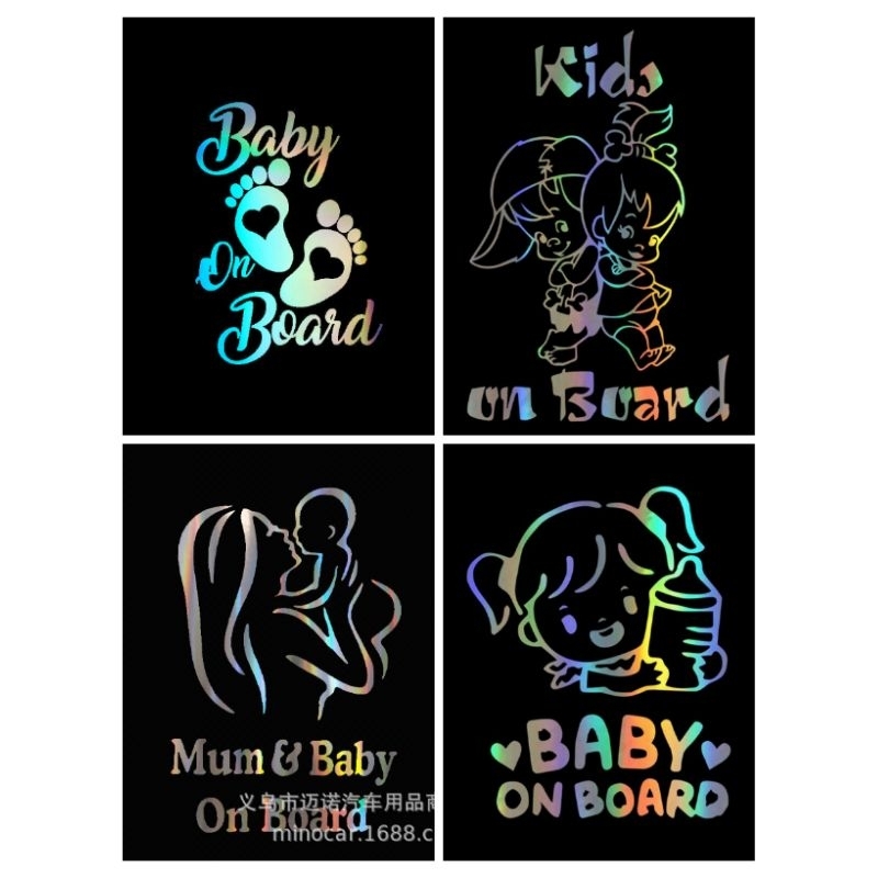 Tem decal dán xe hơi xe ô tô BABY IN CAR, BABY ON BROAD