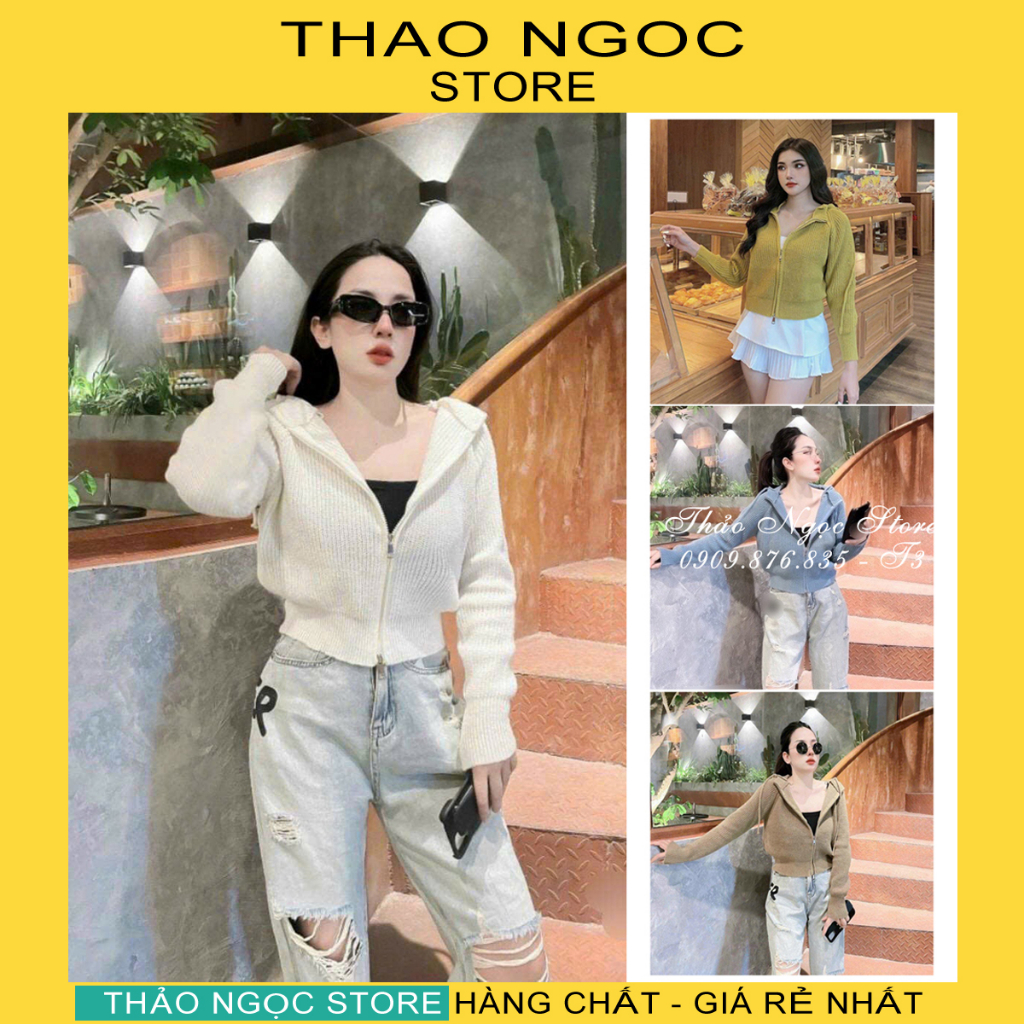 Áo khoác len nón dây khóa kéo hàng QC! (hàng có sẵn, hình thật) THẢO NGỌC STORE