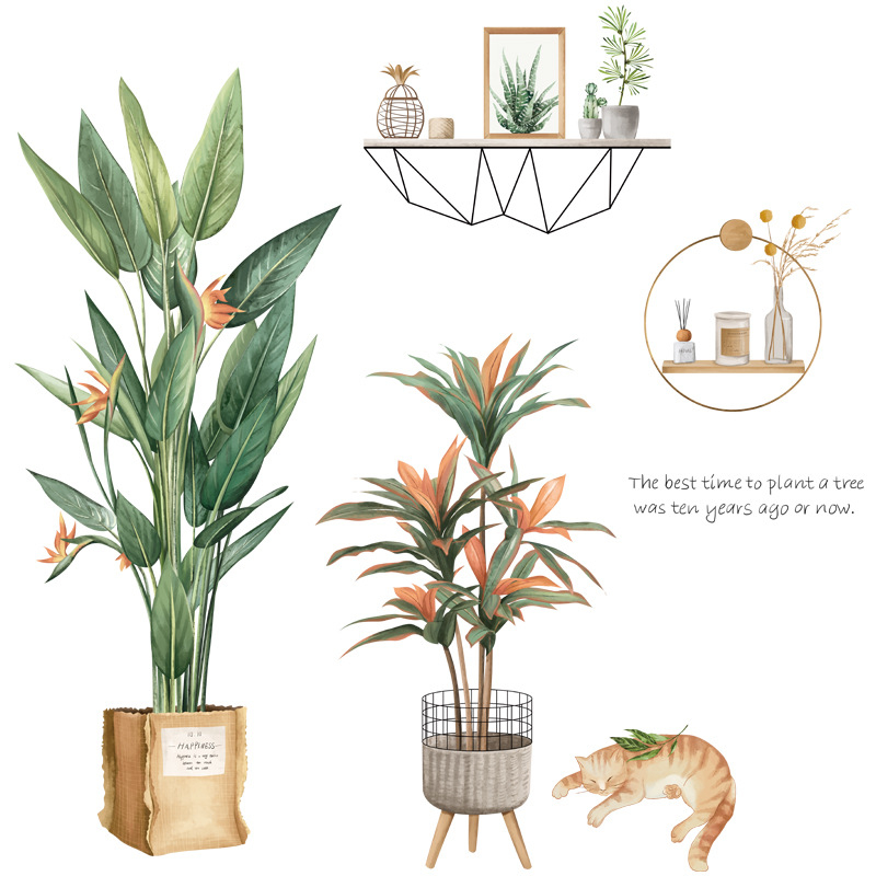 Decal dán tường họa tiết họa tiết hoa thiên điểu trang trí cửa phòng ngủ, phòng khách, tủ quần áo, vách kính nhà tắm Hu