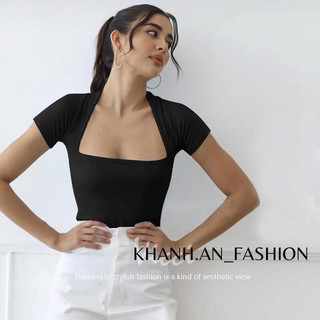 Áo thun cotton cổ vuông