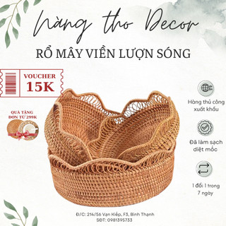 Khay mây tròn đựng đồ, trang trí tiệc, decor chụp ảnh sản phẩm , dĩa mây, đồ đựng nhà bếp