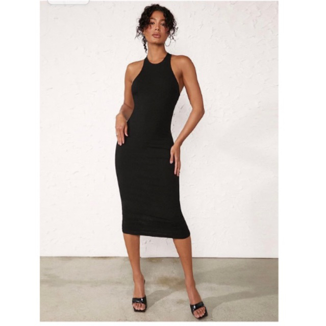 Váy đầm midi body cotton co giãn 2 màu TQxk