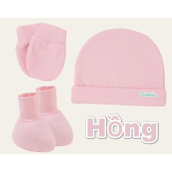 Bộ mũ, bao tay, bao chân cho bé sơ sinh